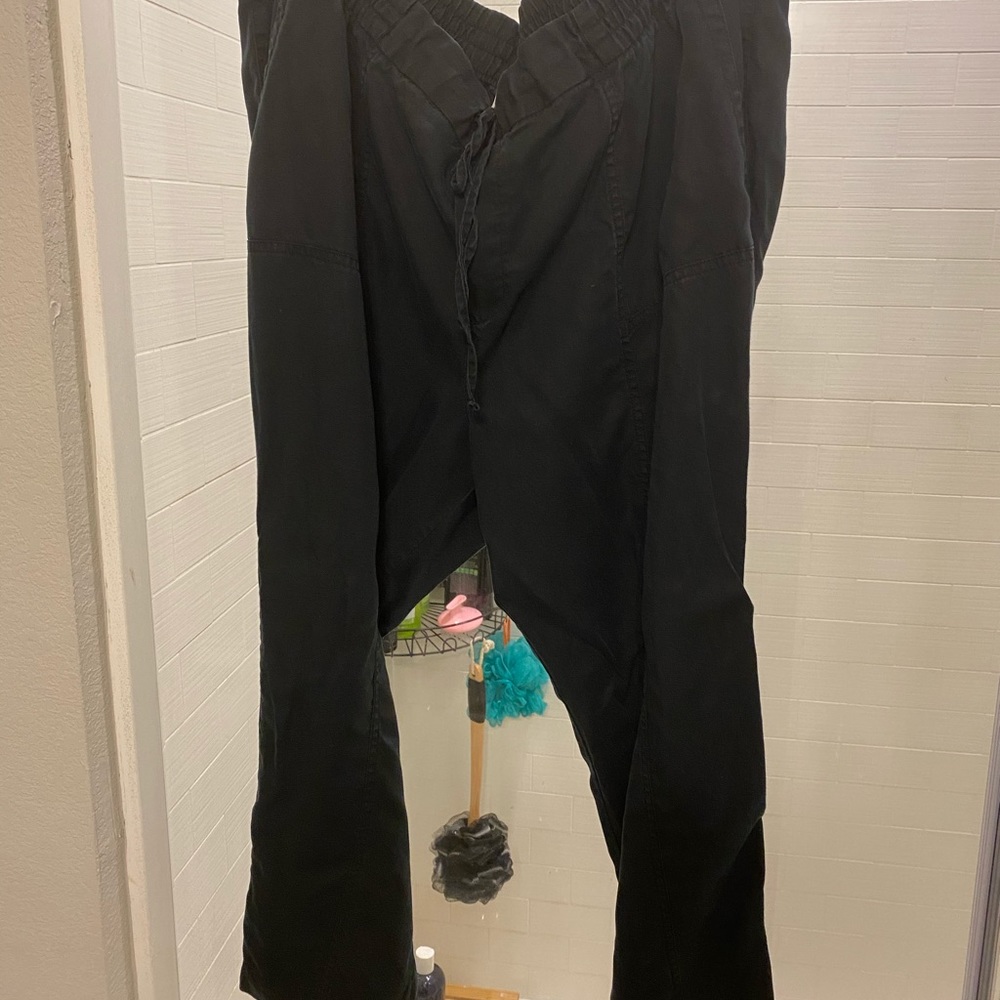 Black stretch waist wide leg pants